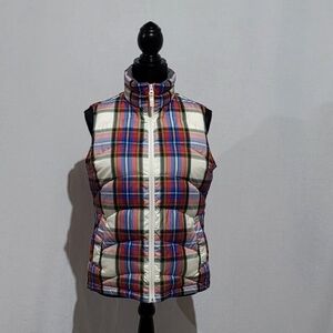 Lands' End vest outerwear puffer coat jacket down filled winter plaid outdoor